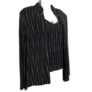 Laura Petites 2 Piece Tank Top and Open Cardigan Striped